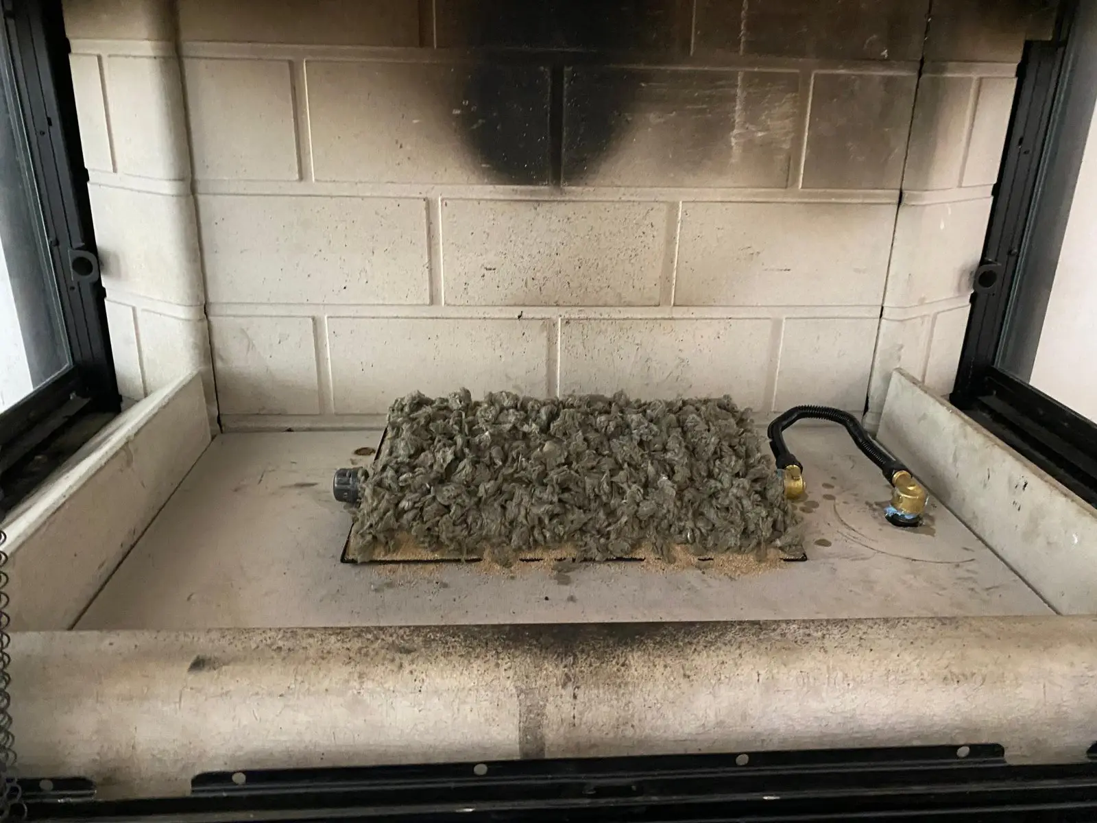 Firebox with refractory panels during repair