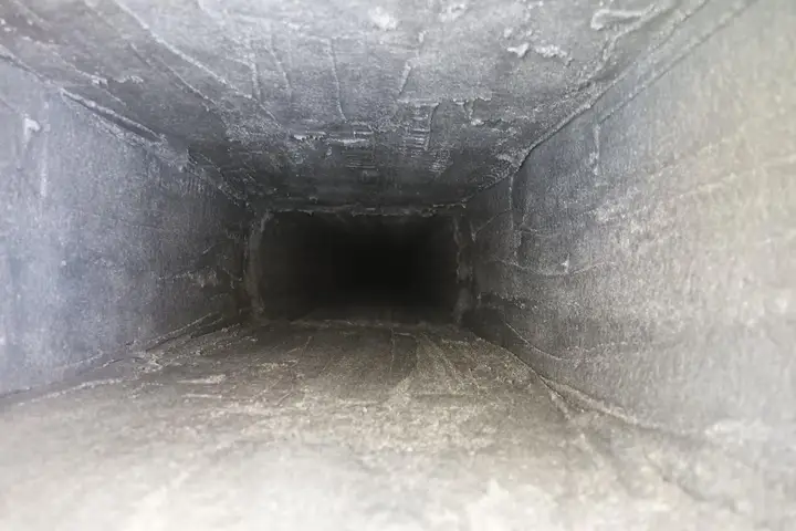 Camera view up a chimney flue during a Level 1 inspection